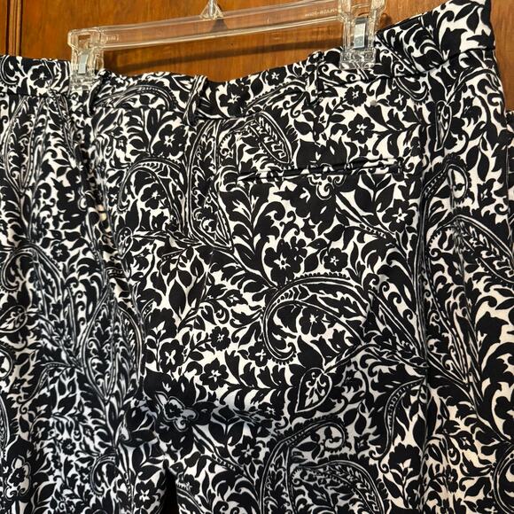 Lauren Ralph Lauren Cropped Black White Floral Dress Pants‎ 16W - Picture 6 of 10